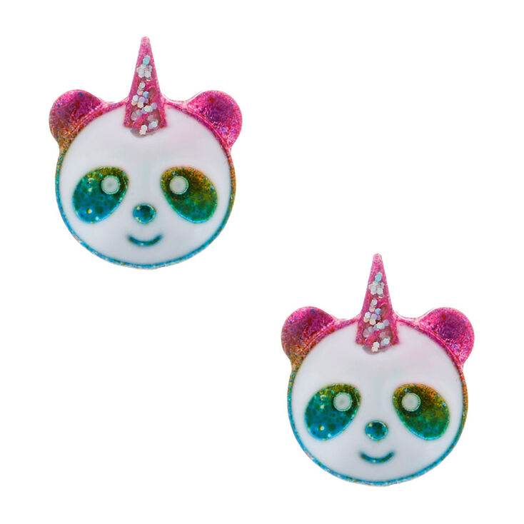 Rainbow Panda Unicorn Stud Earrings Claire S Us