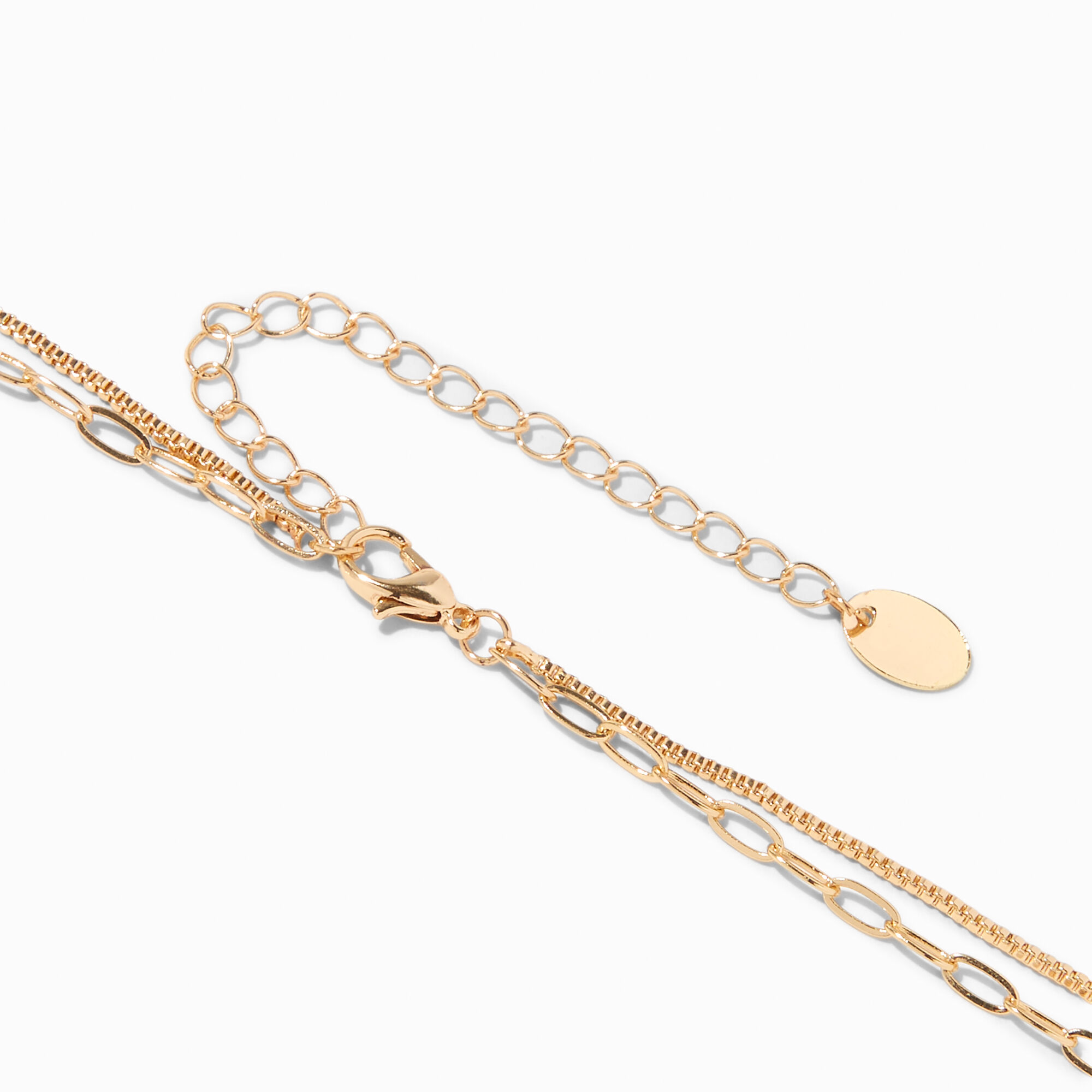 Gold-tone Bar Multi-Strand Chain Necklace,