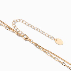 Gold-tone Bar Multi Strand Chain Necklace,