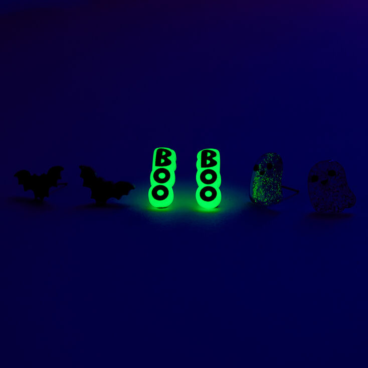Ghost, Bat, &amp; BOO Stud Earrings - 3 Pack,