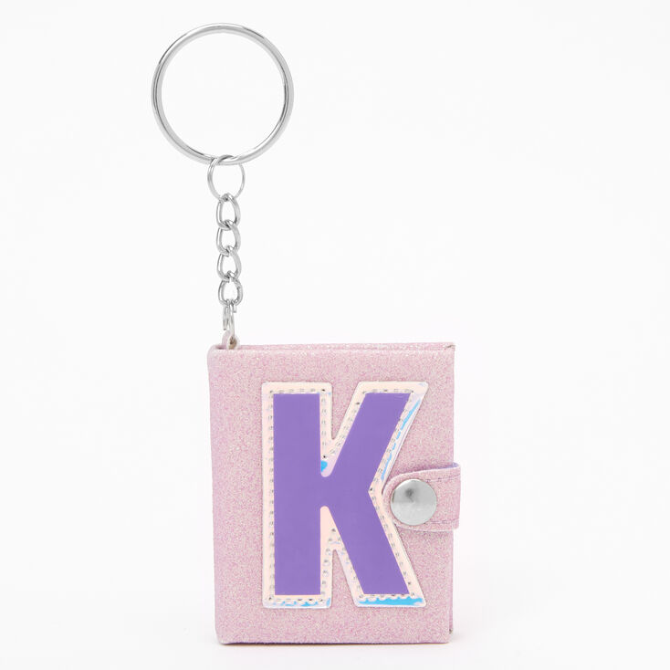 Glitter Initial Mini Diary Keychain - K,