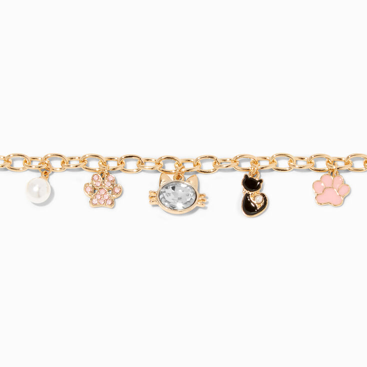 Black Cat Gold Charm Bracelet,
