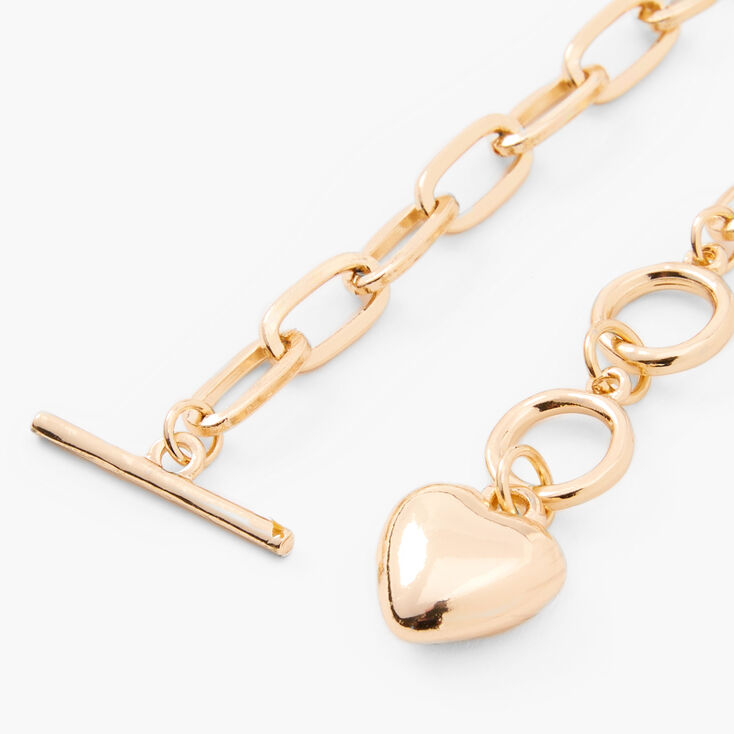 Heart Toggle Chain Link Bracelet - Gold,