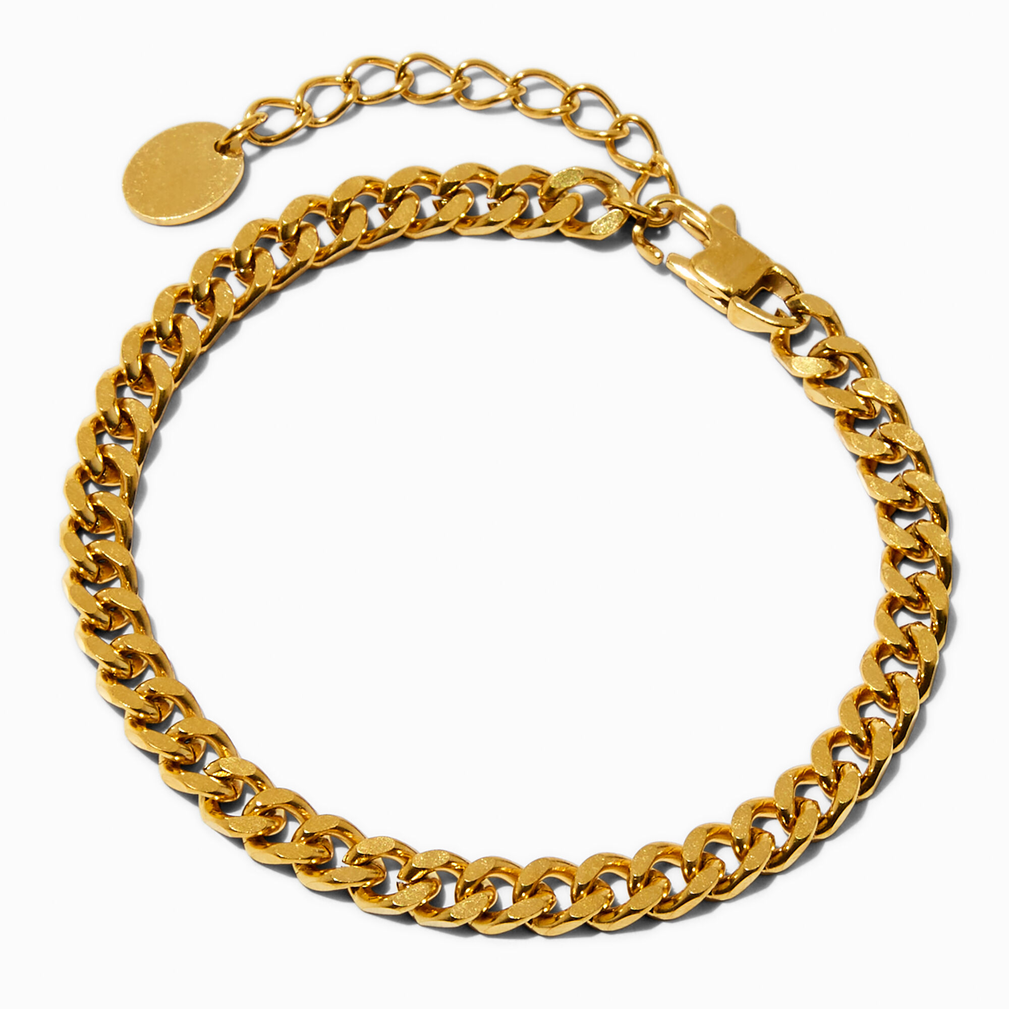 View Claires Tone Stainless Steel 6MM Curb Chain Bracelet Gold information