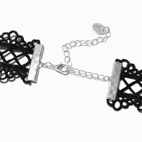 Black Crisscross Lace Choker Necklace,