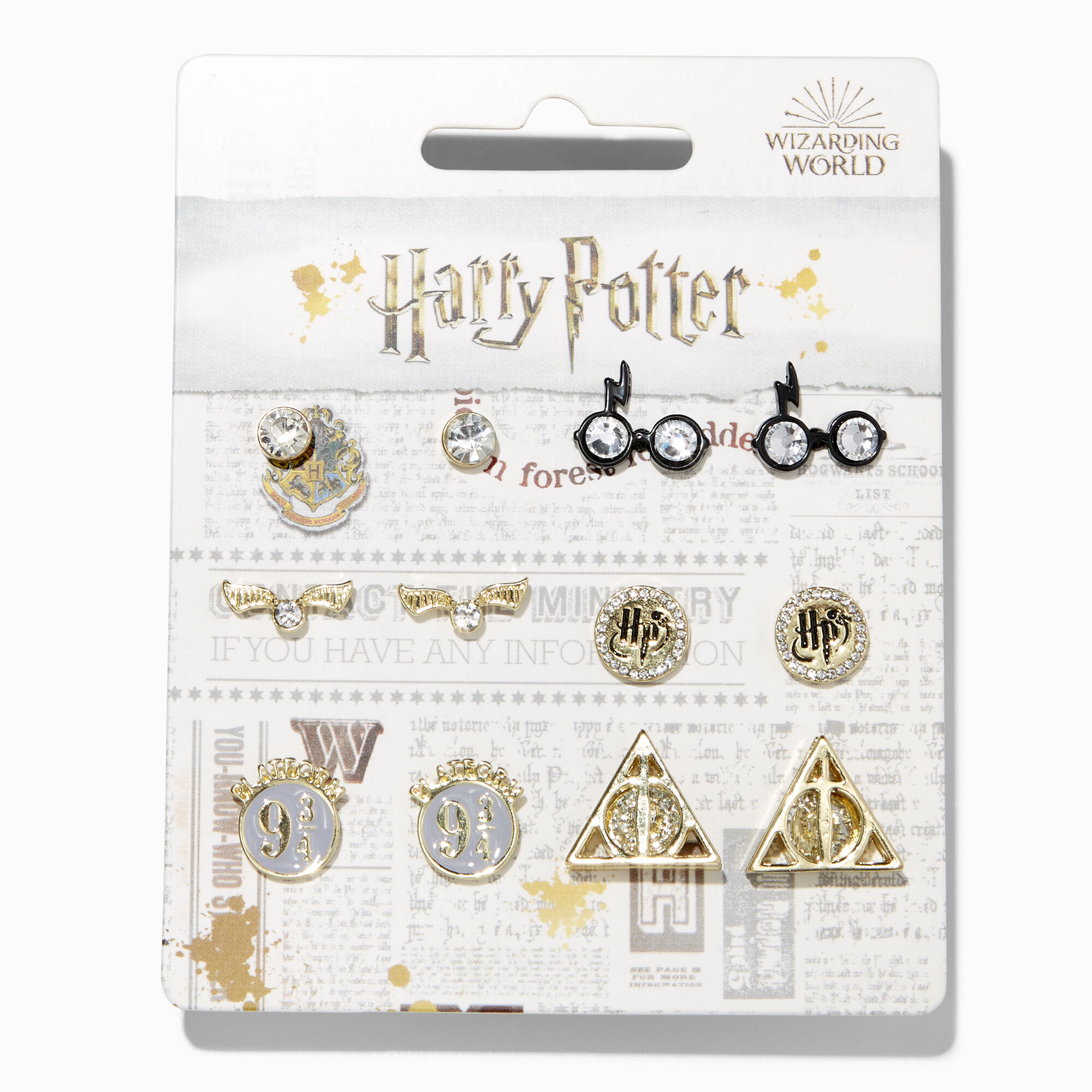 Claire's Lot de 6 paires de boucles d'oreilles créoles et clous d'oreilles  Harry Potter - Bijoux officiels Harry Potter pour filles et femmes, Métal :  : Mode