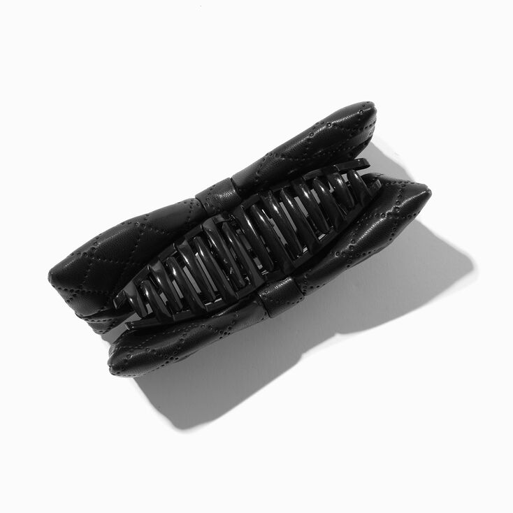Black Quilted Bow Hair Claw,