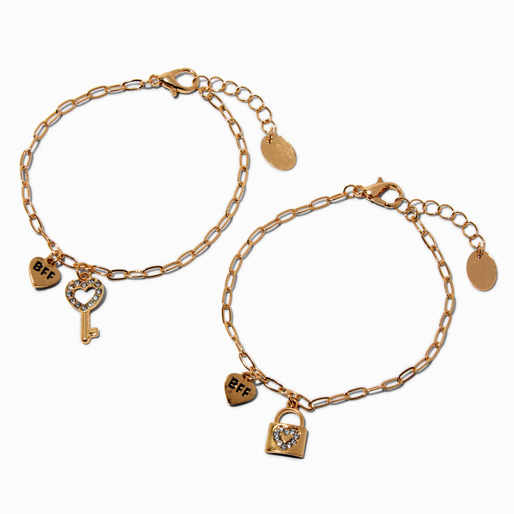 Best Friends Gold-tone Lock &amp; Key Bracelets - 2 Pack,