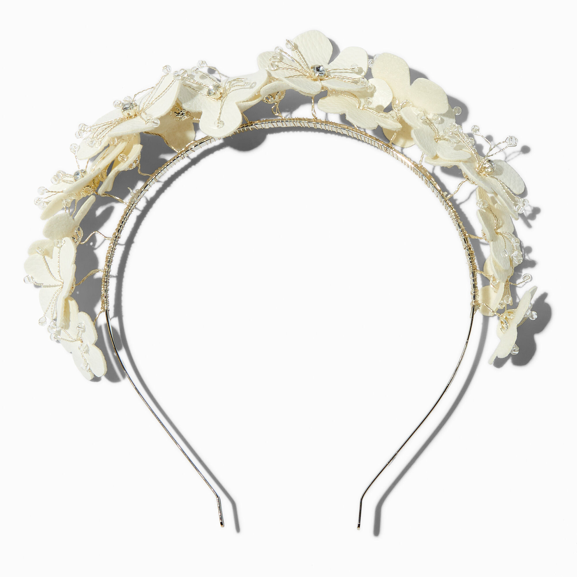 View Claires Embellished Flower Headband White information