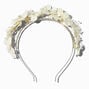 White Embellished Flower Headband,