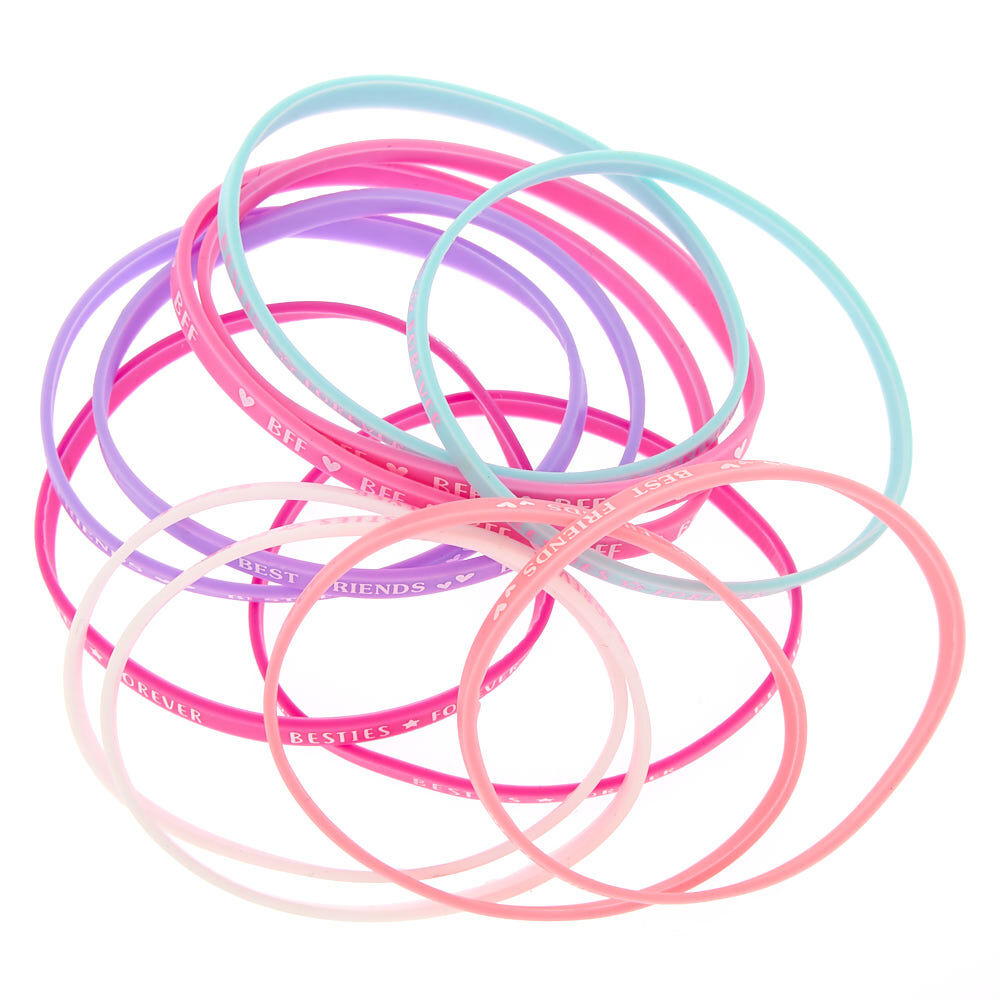 Pastel Rubber Friendship Bracelets - 12 Pack,