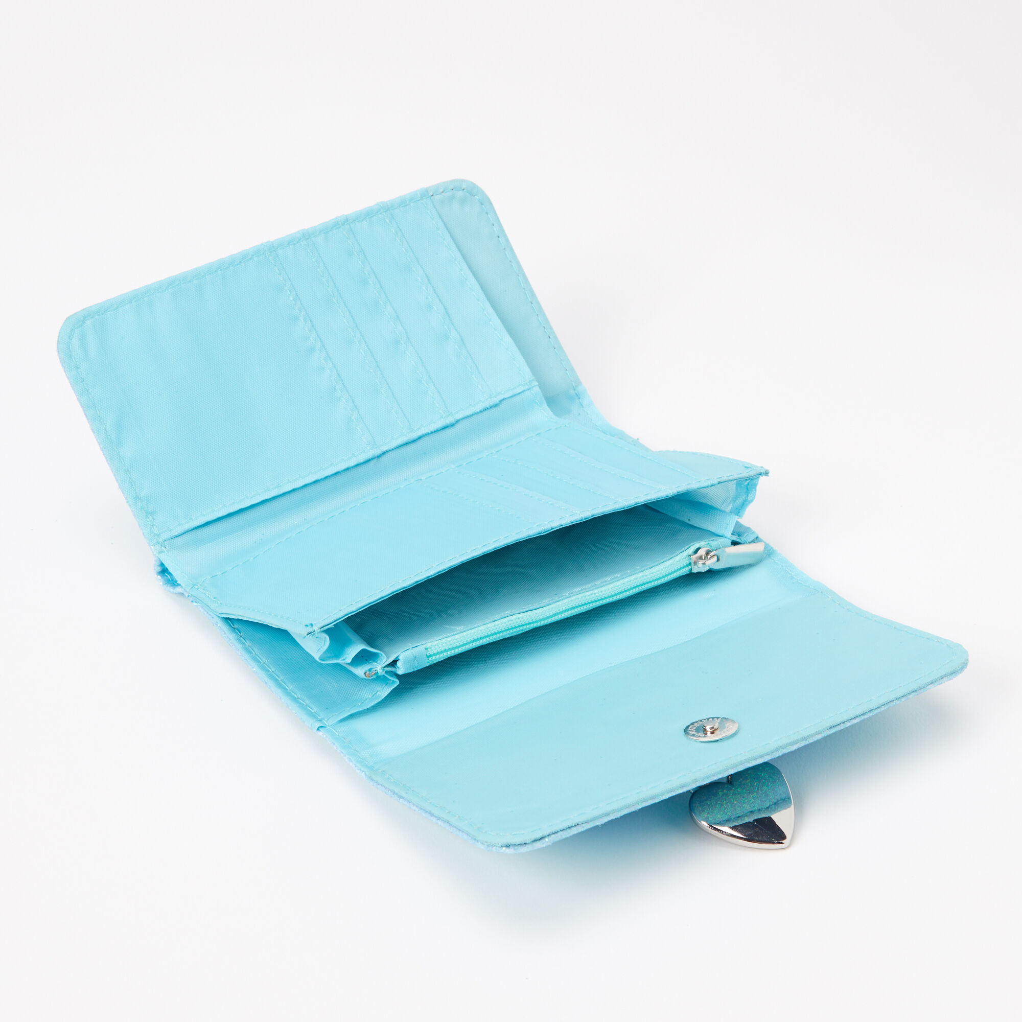 Glitter Bow Heart Charm Wallet - Mint,