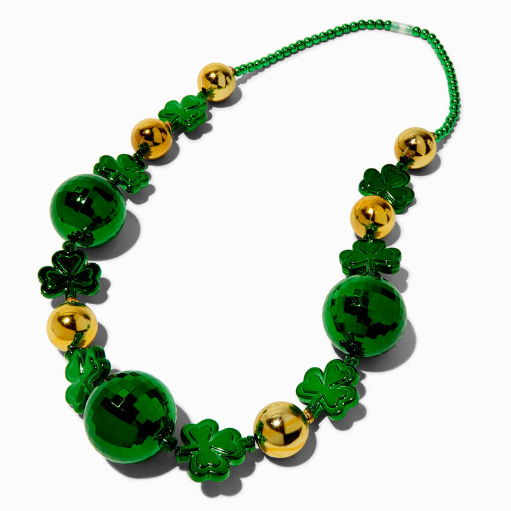 St. Patrick&#39;s Day Shamrock &amp; Disco Balls Necklace,