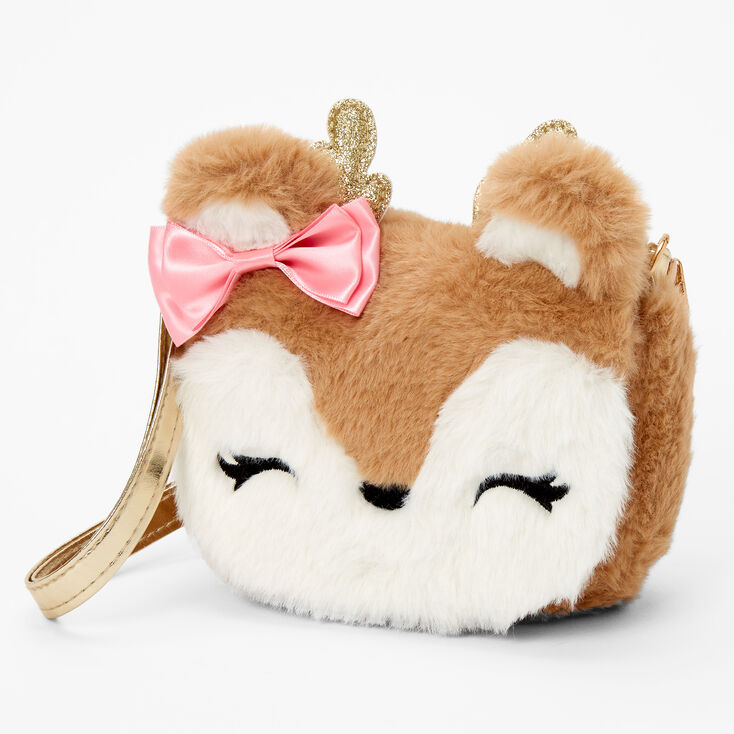 Claire&#39;s Club Furry Deer Crossbody Bag,