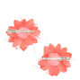 Lily Feather Flower Mini Hair Clips - Coral, 2 Pack,