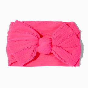 Claire&#39;s Club Nylon Ribbed Bow Headwrap - Pink,