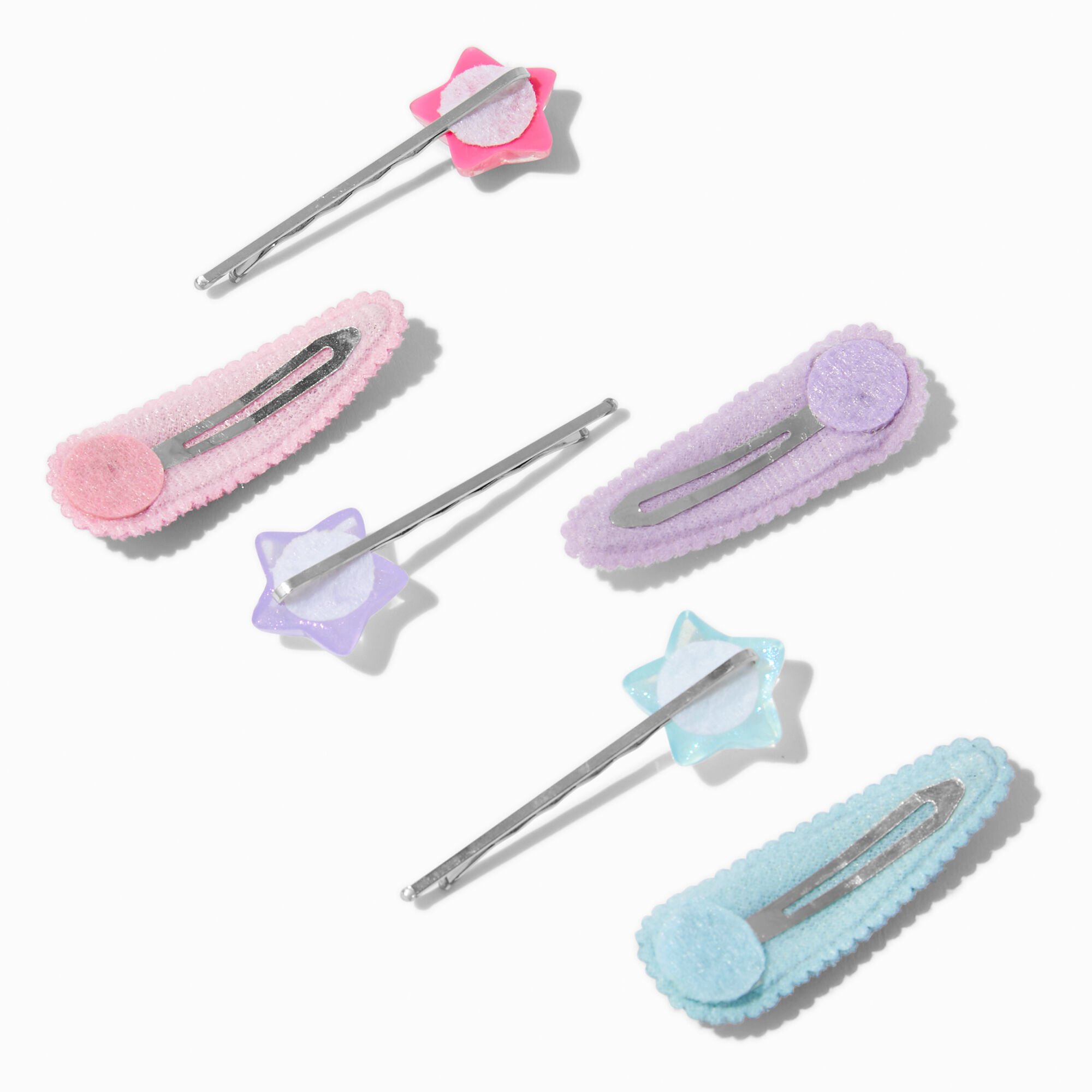 Claire's Club Jewel Tone Star Pin & Velvet Hair Clips - 6 Pack,