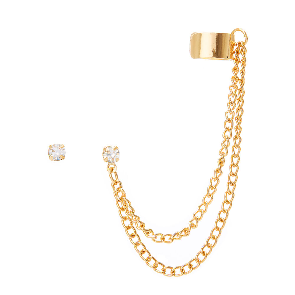 Cuff earrings cheap with chain claire's
