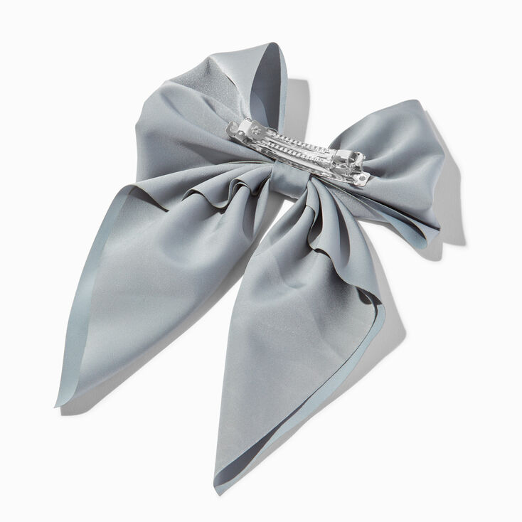 Grey Satin Hair Bow Clip,