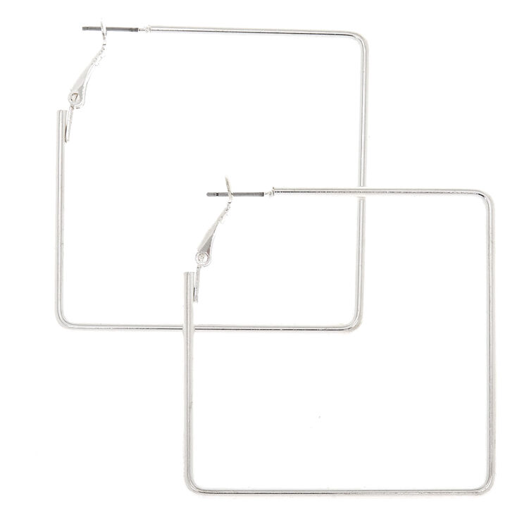 Silver 50MM Square Hoop Earrings,