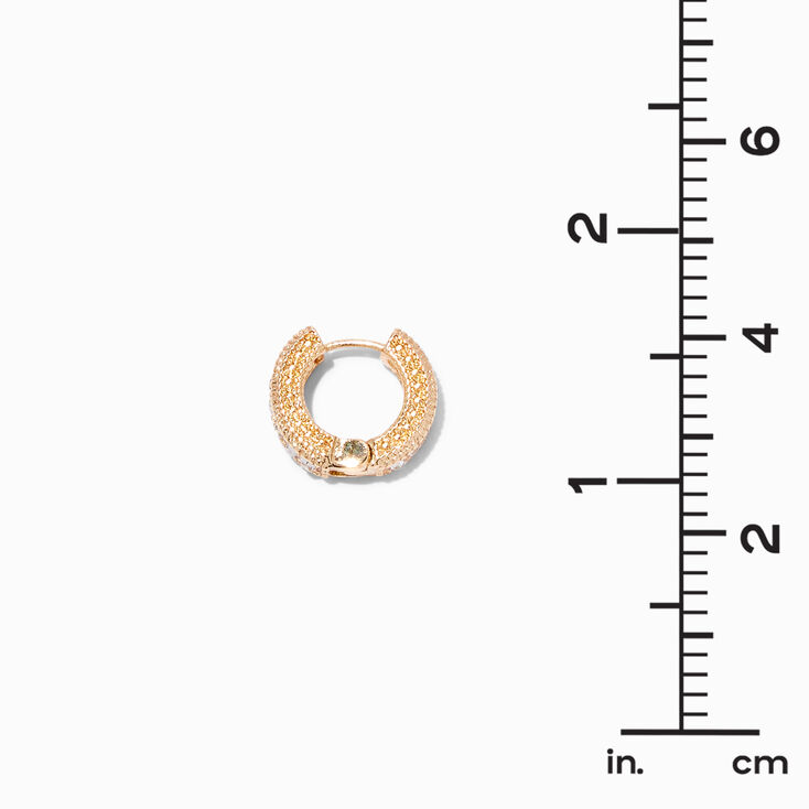 Gold Crystal Embellished 15MM Huggie Hoop Earrings,