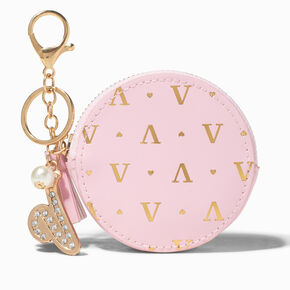 Golden Initial Coin Purse - V,