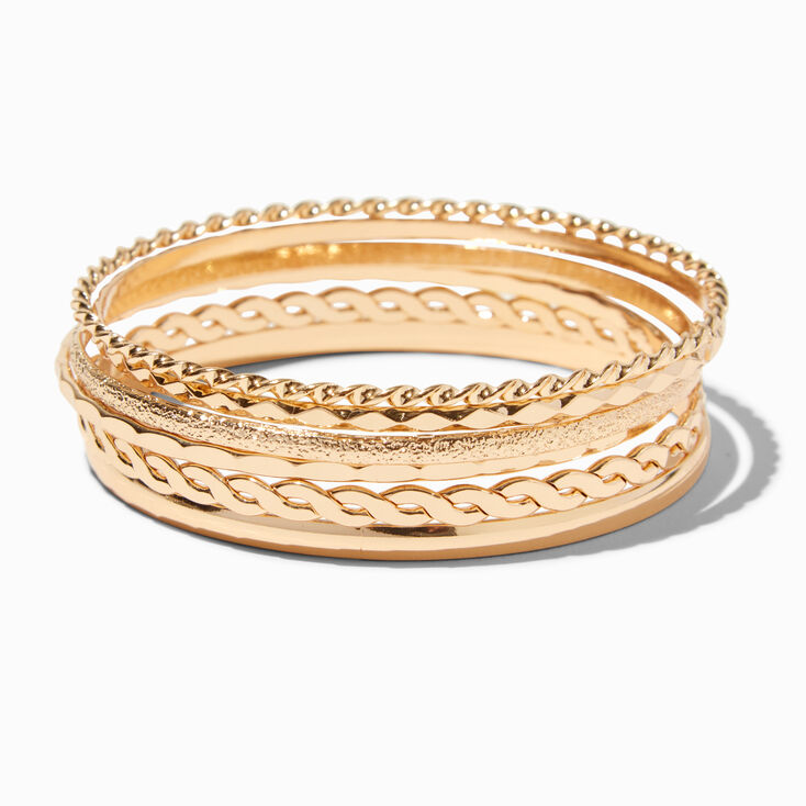 Gold-tone Twisted Bangle Bracelets - 6 Pack,