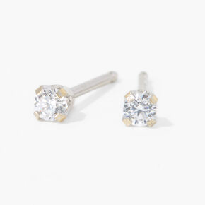 Kit de piercing d&#39;oreilles avec clou d&rsquo;oreille en strass 2&nbsp;mm or 9 carats plaqu&eacute; rhodium avec lotion de soin,