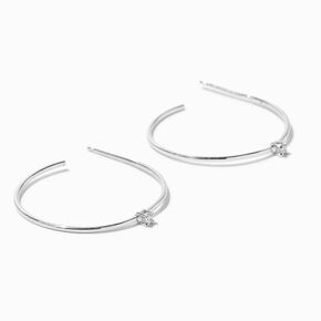 C LUXE by Claire&#39;s Sterling Silver 1/20 ct. tw. Lab Grown Diamond 30MM Hoop Earrings,