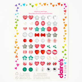 Claire&#39;s Club Holiday Stick On Earrings - 30 Pack,