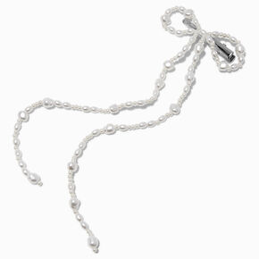Long Pearl Hair Bow Clip,