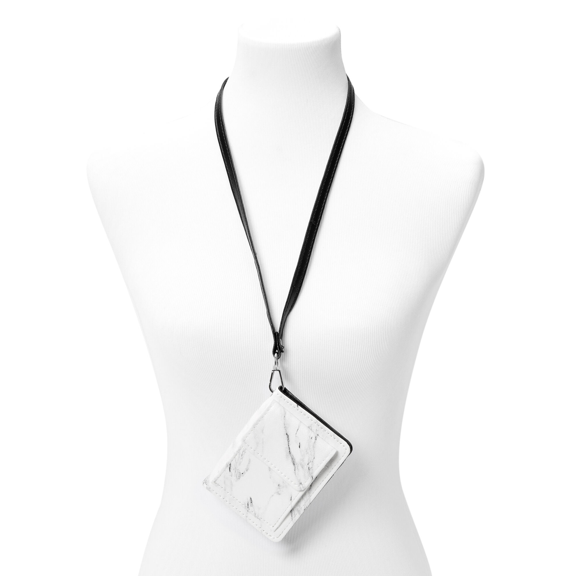 White Marble Wallet With Lanyard,
