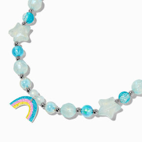Claire&#39;s Club Blue Beaded Rainbow Pendant Necklace,