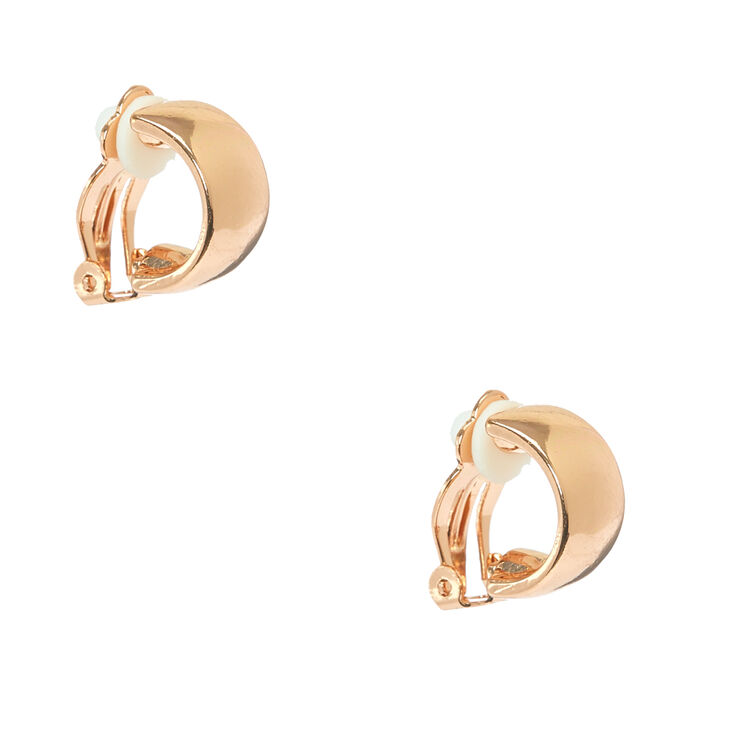 Rose Gold 10MM Clip On Hoop Earrings,