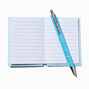 Kit cadeau stylo et mini cahier bling-bling bleu,