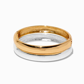 Mixed Metal Double Stack Bangle Set - 2 Pack ,