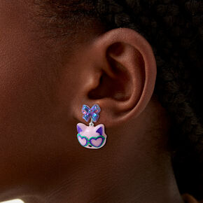 Puffy Sunglasses Cat Drop Earrings,