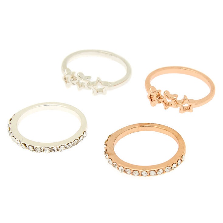 Mixed Metal Constellation Midi Rings - 4 Pack,