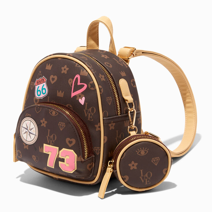 Brown Status Icons Mini Backpack