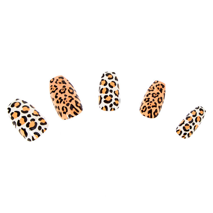 Leopard Coffin Faux Nail Set - 24 Pack,