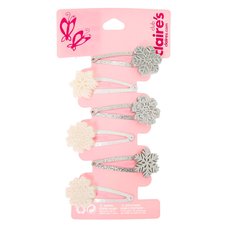 Claire's Lot de 6 barrettes clic clac flocon de neige Club Claire's