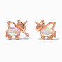 18K Gold Plated Rose Gold Cubic Zirconia Unicorn Stud Earrings,