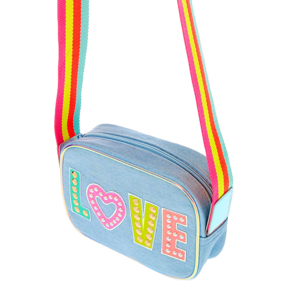 Rainbow Love Denim Crossbody Bag,
