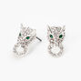 Silver Embellished Jaguar Door Knocker Stud Earrings,