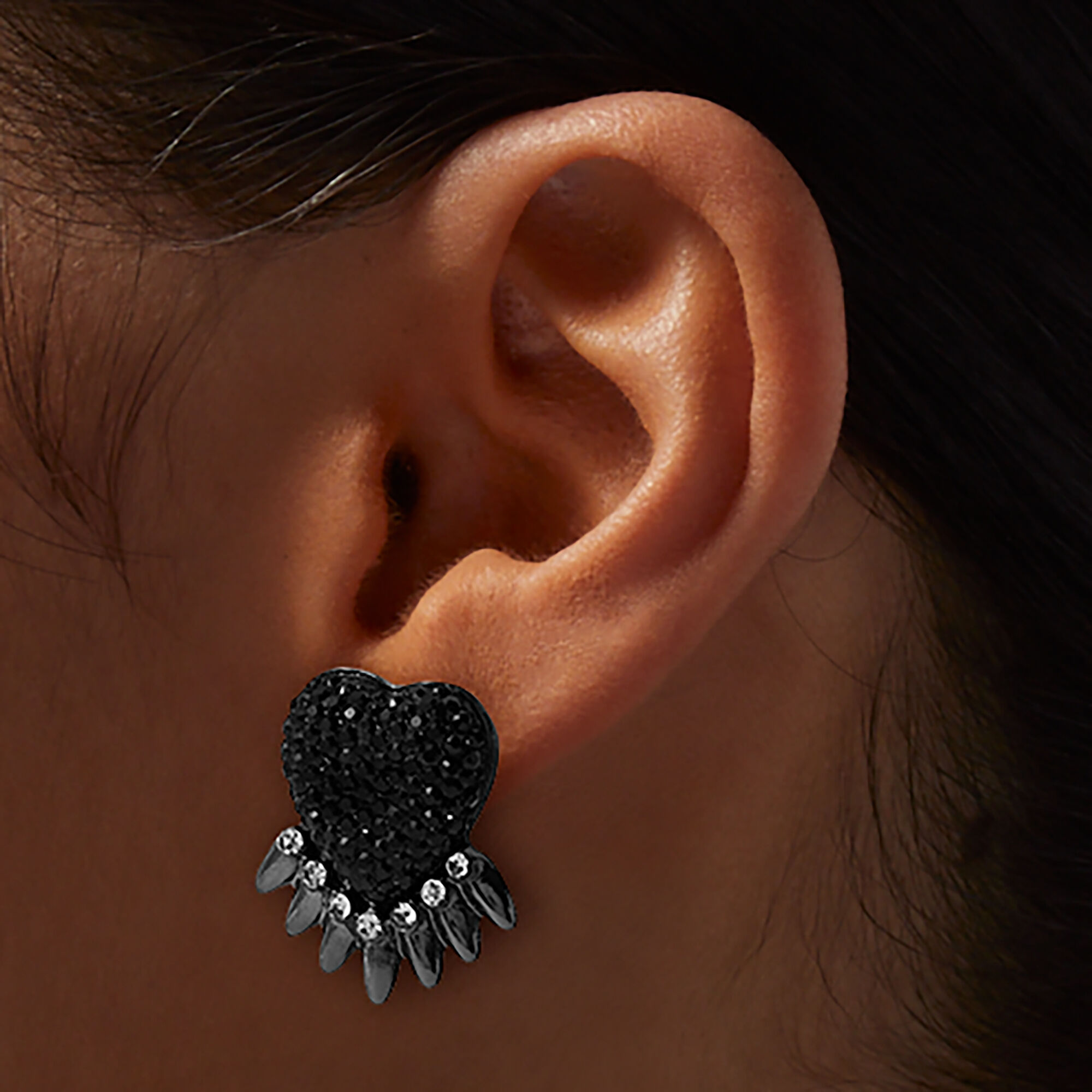 Black Heart Spike Stud Earrings Claire s US