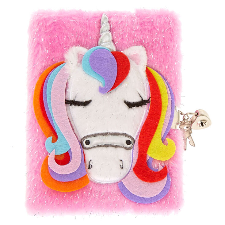 Glitter Pink Soft Unicorn Lock &amp; Key Diary,