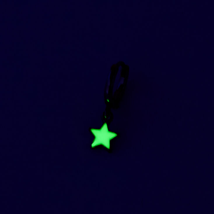 Green Glow in the Dark Star 16G Gold Cartilage Hoop Earring,