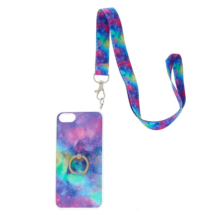 Galaxy Ring Stand Phone Case with Lanyard - Fits iPhone 6/7/8,