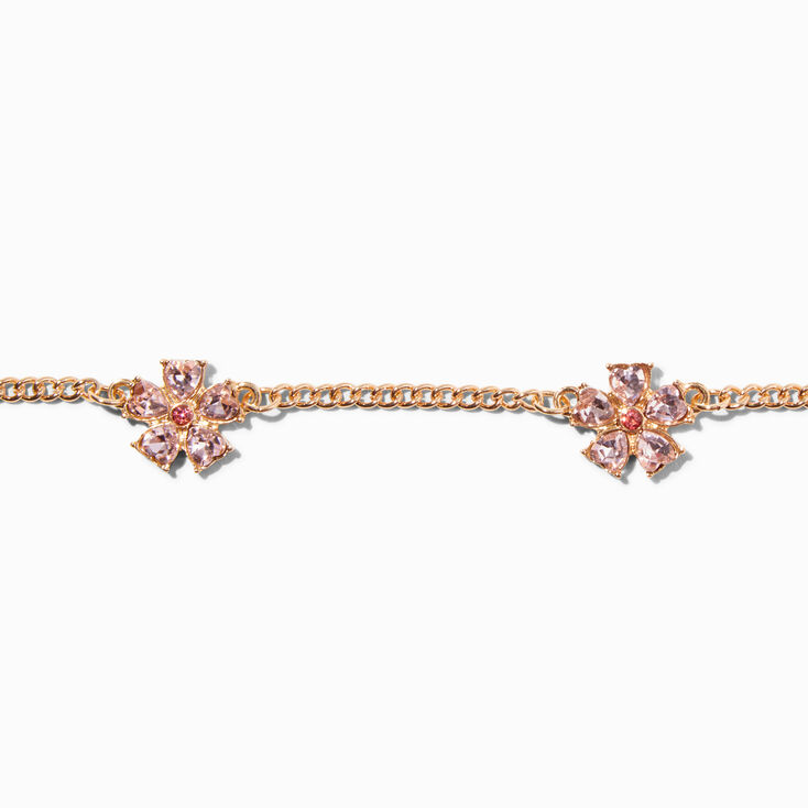 Light Pink Gemstone Flower Chain Bracelet,