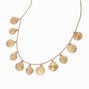 Gold-tone Textured Disc Charm Necklace,